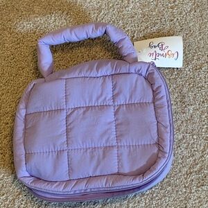 Purple Quilted puffy cosmetic misc bag